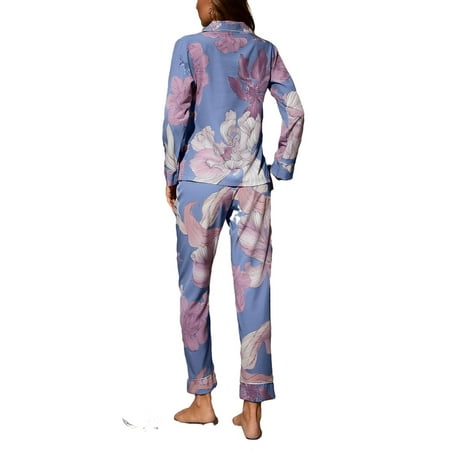 

Casual Floral Lapel Pant Sets Multicolor Long Sleeve Women Pajama Sets S