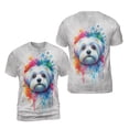 thumbnail image 3 of Watercolor Drip Maltese Pop Art Colorful Portrait Artwork All Over Print 3D Shirt Unisex Merch Maltese Dog Lover Gifts Idea - 01009, 3 of 6