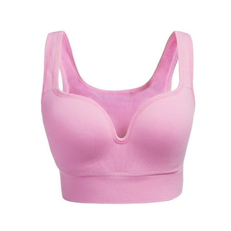 

huanledash Women Solid Color Sports Bra Wireless Padded Seamless Yoga Brassiere Bralette
