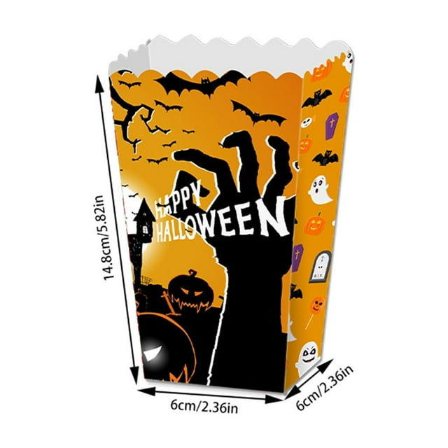 JJKBVCLO 4PCS Halloween Popcorn Boxes Halloween Theme Party Popcorn Boxes Popcorn Paper Box Party Decoration Supplies Snack Box Candy Cookie Container Event Party Supplies