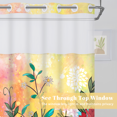 thumbnail image 6 of Ikfashoni Yellow Floral Hookless Shower Curtain with Fabric Snap in Liner,No Hook Waterproof Bathroom Curtain, 71"X74", 6 of 8