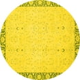 thumbnail image 1 of Ahgly Company Machine Washable Indoor Round Oriental Yellow Traditional Area Rugs, 7' Round, 1 of 4