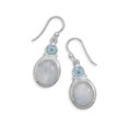thumbnail image 2 of Rainbow Moonstone Earrings with Blue Topaz Sterling Silver Dangle, 2 of 2