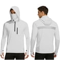 thumbnail image 2 of HAOTAGS Athletic Jackets Men,Face Cover Solid Color Long Sleeve UV Protection Mesh Hoodie White 3XL, 2 of 9