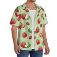 thumbnail image 4 of Vsdgher Strawberry Floral Print Men's Wrinkle Free Untucked Cuban Shirt Business Casual Button Down Shirts Short Sleeve Shirt, 4 of 7