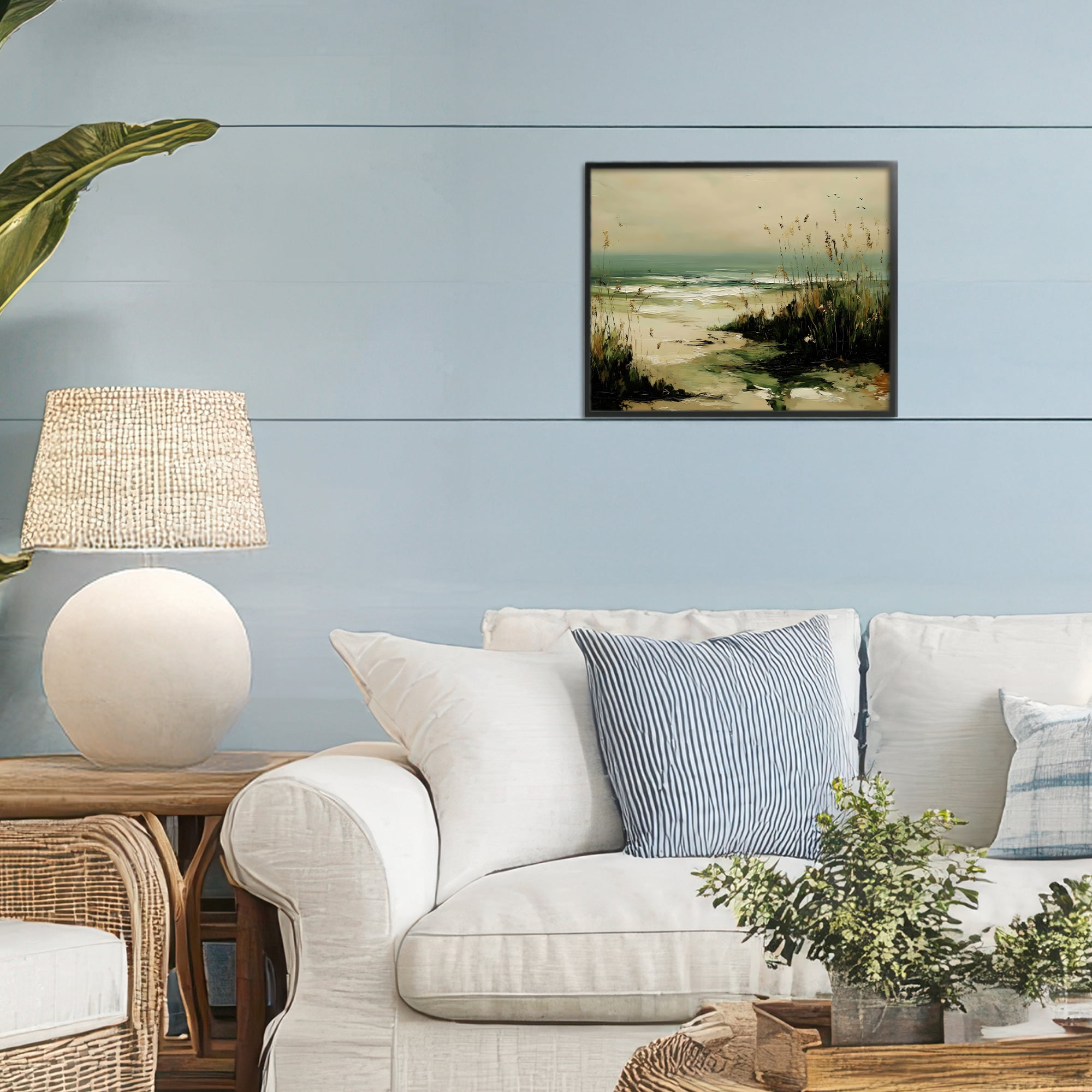 Stupell Industries Sea Oats on the Beach Black Framed Giclee Art, design by Franklyn Gregory