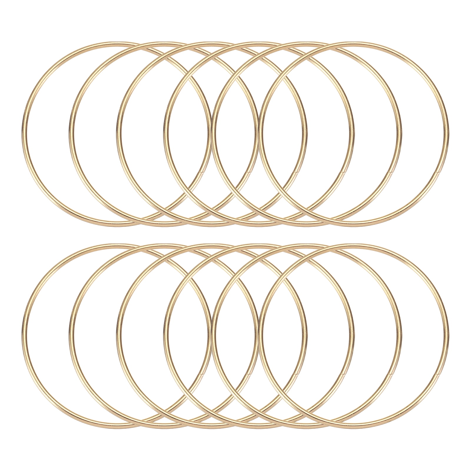Uxcell 12 Pcs Dream Catcher Rings,Metal Crafts Hoops Floral Hoop 3.5 Inch Macrame Hoops Rings for DIY Crafts Wreath Making Supplies Plant Hangers,Gold