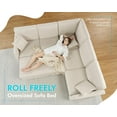 thumbnail image 3 of Roomy Homy Sofa Bed, 85 Inch Sleeper Sofa with Pull Out Sofa Bed, L Shaped Couch with Storage Seat, Sectional Couches for Living Room Apartment, Beige Linen Sofa Couch, 3 of 5
