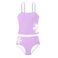 thumbnail image 2 of Avrnliq Tween Girls Purple Tankini Swimsuit, Modest Two Piece High Waisted Bathing Suit with Floral Cutout, Square Neck Adjustable Straps Blend for 6-14 Years,Size 13 T, 2 of 7