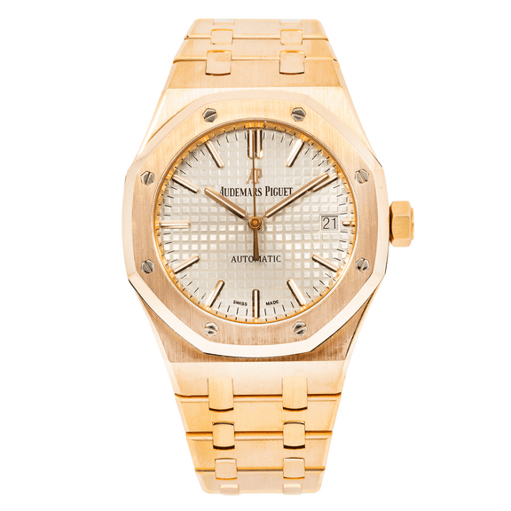 Pre-Owned AUDEMARS PIGUET ROYAL OAK SELFWINDING 15400OR SILVER DIAL 41MM WITH ROSE GOLD BRACELET