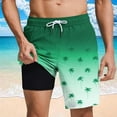 thumbnail image 2 of VBTAPA Mens Hawaiian Beach Shorts Tropical Summer Bathing Suit Drawstring Swim Trunks with Compression Liner Green M, 2 of 7