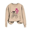 thumbnail image 1 of Gibobby Tops Mujeres Casual Camiseta estampada de talla grande con estampado del día de San Valentín para mujer Top informal de manga larga (Caqui, XL), 1 of 4