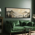 thumbnail image 3 of Large Framed Canvas Print Moody Forest Sunrise Painting, Tranquil Nature Scene Wall Art Decorative Ready to Hang Painting for Living room Bedroom - 60"x20" Black Frame, 3 of 9