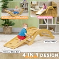 thumbnail image 3 of Qaba Toddler Climbing Toys Set, Indoor 4 In 1 Pikler Set with Arch Climber, Ramp & Cushion, Wooden Montessori Climbing Set, Wood, 3 of 9