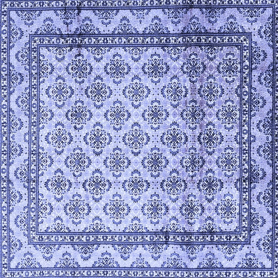 Ahgly Company Machine Washable Indoor Square Persian Blue Traditional Area Rugs, 4' Square