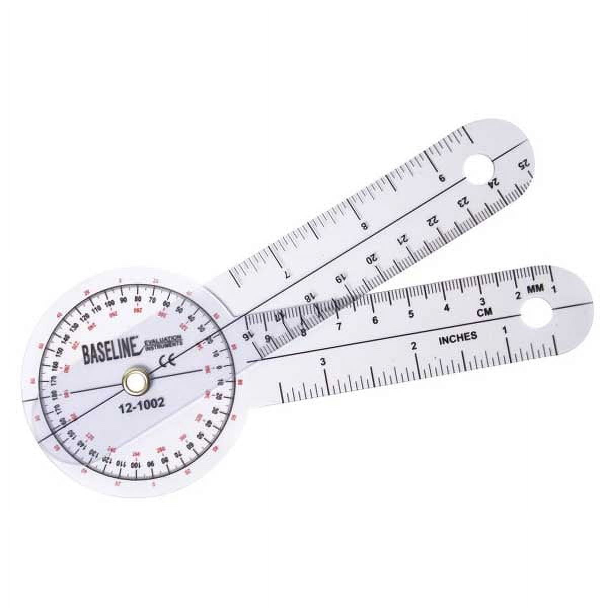 Baseline 360 degree clear plastic goniometer joint angle and range of motion measurer