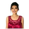 thumbnail image 5 of Women's Silky Feeling Sleeveless Sexy Nightgown with Sequins and Ribbon Roses, Wine Large, 5 of 5