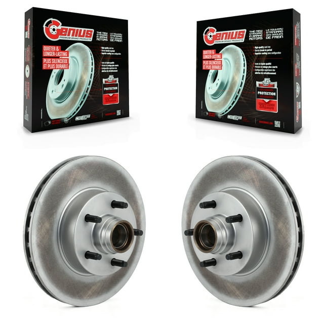 Genius Front Coated Disc Brake Rotors and Hub Assembly Pair for Car 2010-2011 Ford Ranger RWD KG-100010
