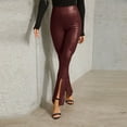thumbnail image 6 of Travel Outfits Women Airport Women's Pu-leather Solid Color Trousers With Slit Legs And High Waist Pants Women Pants Casual plus Size Cropped for Casual Petite Womens Business Stretch XL, 6 of 9