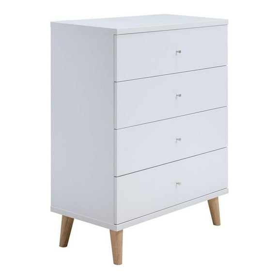 Furniture of America Pives Mid-Century Modern Wood 4-Drawer Chest in White