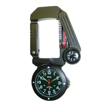- Traverse Tool - Six-Function Foldaway Multitool | Carabiner, Watch, Compass, Thermometer, LED Light, Signal Mirror