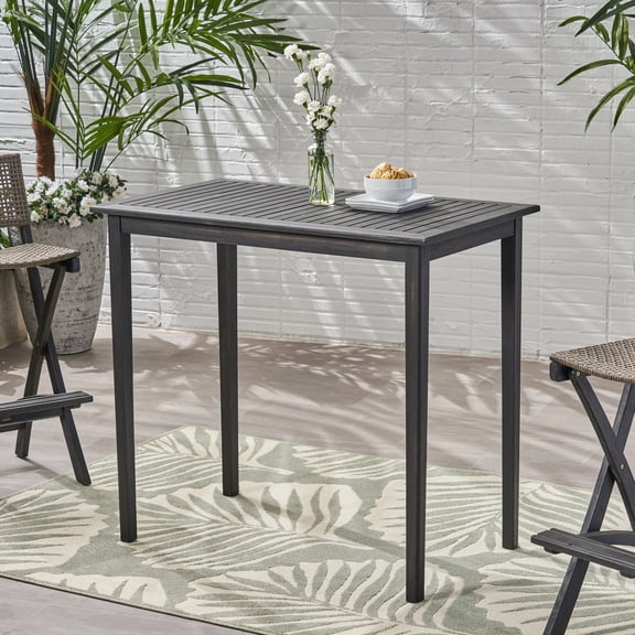 Dark Gray Outdoor Rectangle Table | Exotic Look with Acacia Wood | Resistant to Outdoor Elements | Low Upkeep