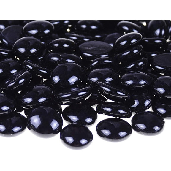 Zhuge 100 Pcs Multi-Color Flat Glass Gemstone Beads, Vase Fillers & Aquarium Decor Rocks, Black