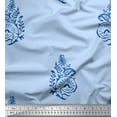 thumbnail image 1 of Soimoi Polyester Crepe Fabric Leaves,Floral & Paisley Block Printed Fabric 1 Yard 52 Inch Wide, 1 of 3