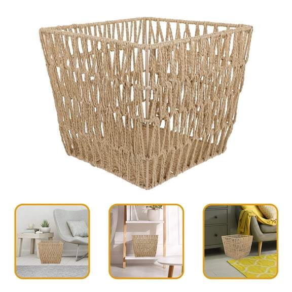WHAMVOX  Convenient Trash Basket Bin Woven Can Kitchen Waste Paper