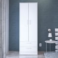 thumbnail image 3 of Boahaus Postdam White Painted Bedroom Armoire, Modern, 2 Swing Opening Doors, for Bedroom, 3 of 7