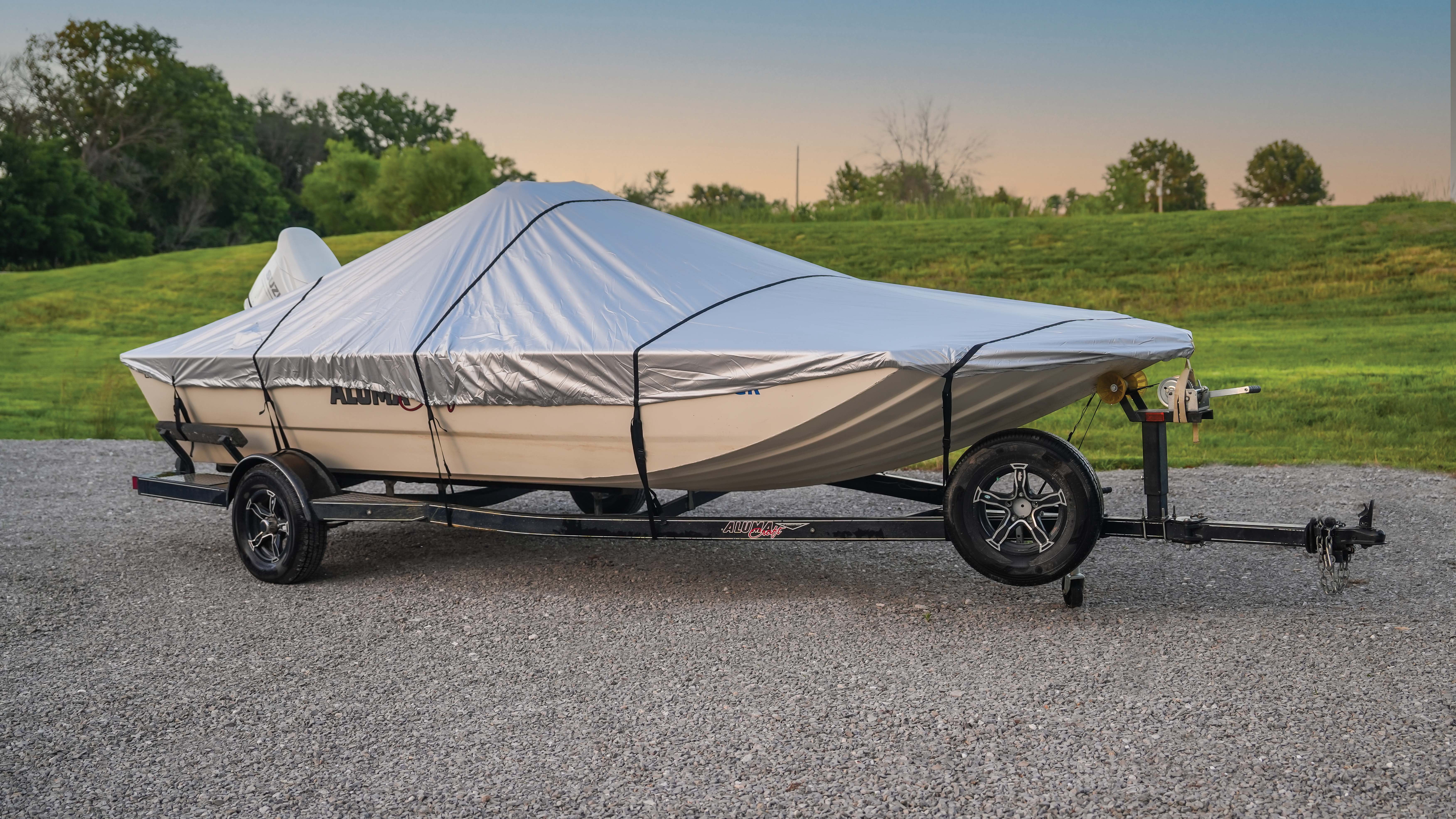 Ozark Trail Trailerable Boat Cover Model C, Fits 20-22 ft V-Hull Runabouts & Bass Boats, Gray