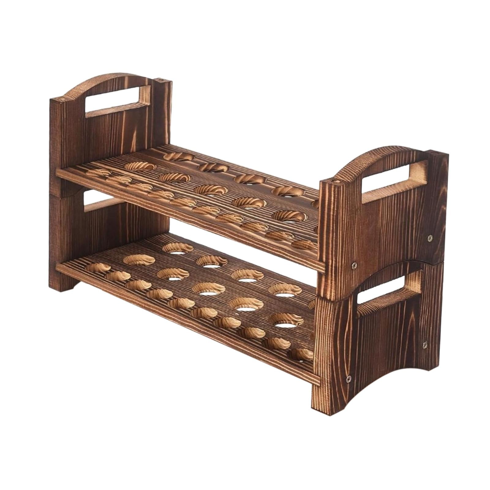 Egg Storage Holder Wooden Egg Shelf Stackable Tray Grooved Design for Pantries Kitchens Freezers Restaurants