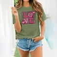 thumbnail image 2 of Womens Valentine's Day Shirts Short Sleeve Fashion Graphic Basic T-Shirts Casual Pullover Tunic Tops (XL, D Green), 2 of 7