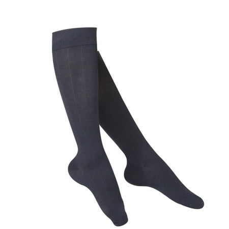 Touch Womens Compression Socks, Knee High, Pattern Knit, 15-20 mmHg, Navy, Medium