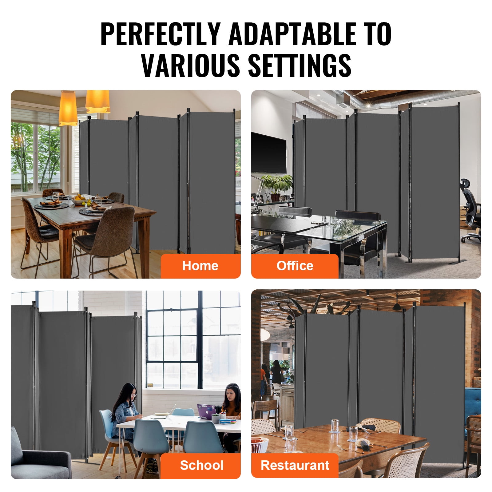 KFFKFF 6 Panel Room Dividers, 122*71 inch Foldable Privacy Screen,  Oxford Cloth Panels With Sturdy Frame for Workspace, Bedroom, Study Room