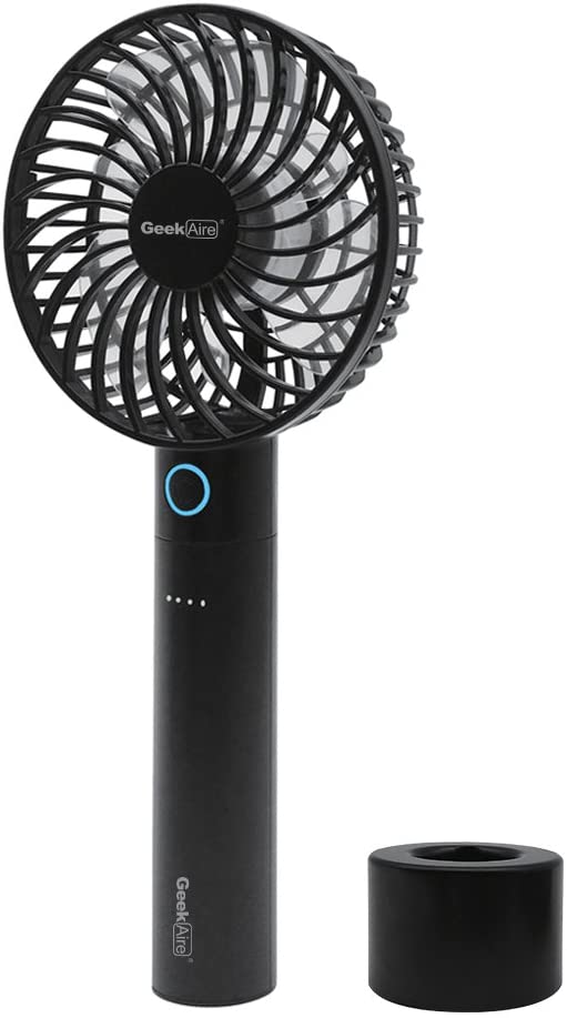 Geek Aire 2600mA Power Bank Fan, Rechargeable Mini Personal Handheld