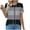 Gray., variant on Women's Casual Crew Neck T-Shirts,Color Blocking Crew Neck Tops,Random 2 Tone Print Ruched Pullover Shirt Soft Stretchable Daily Leisure Tops
