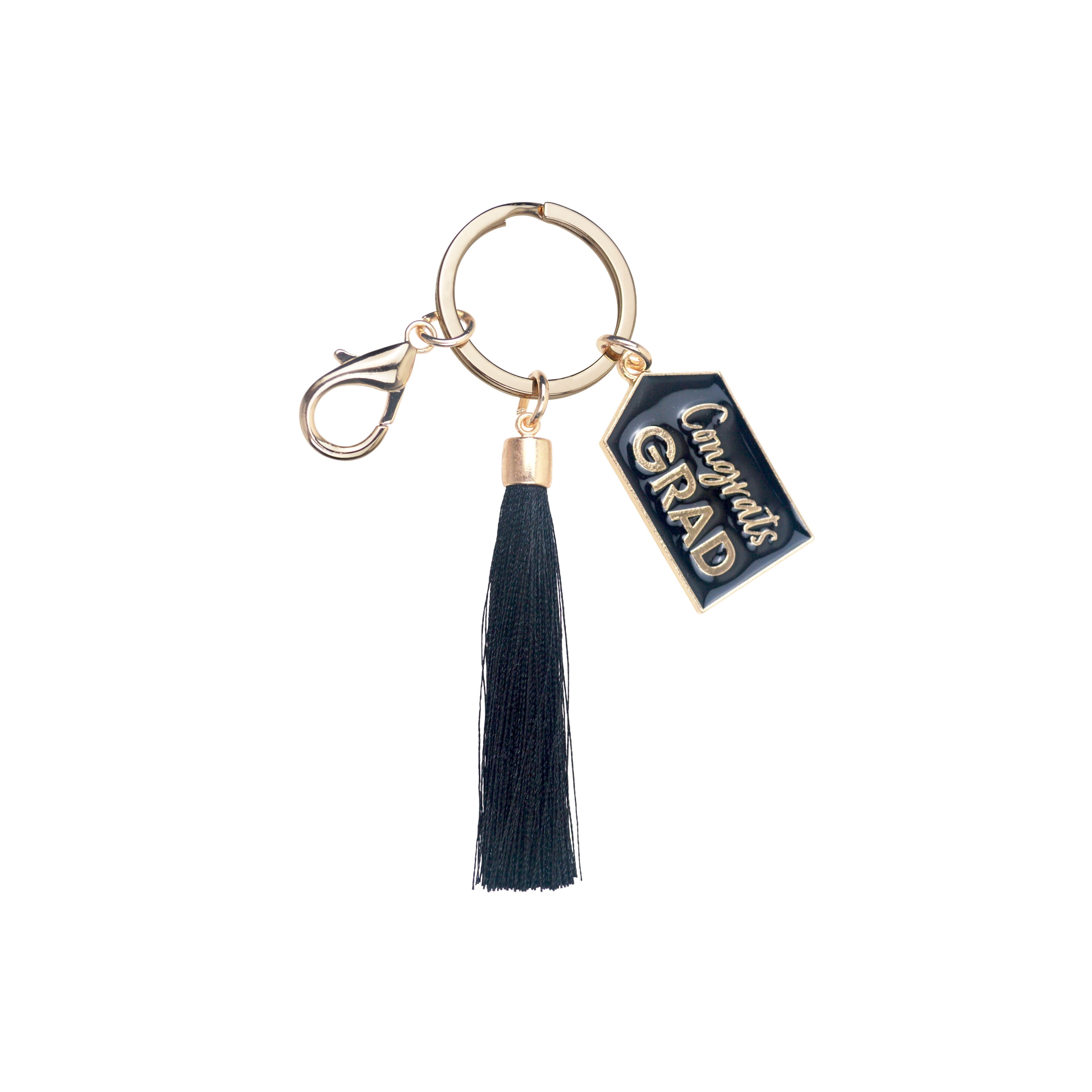 Way To Celebrate Grad Rose Gold/ Black/ Yellow Metal Key chain with Tassel, 5 in H
