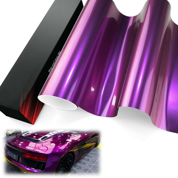 PET Liner Vinyl Super Gloss Metallic Magenta Purple Automotive Wrap Car Vehicle Bubble Free Air Release