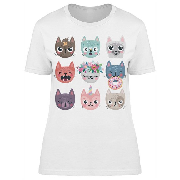 Cute Kittens Different Emotions T-Shirt Women -Image by Shutterstock, Female x-Large