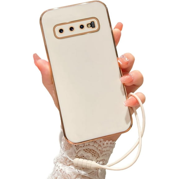 for Samsung Galaxy S10 Case, Galaxy S10 Case for Women Electroplating Luxury Bling Aesthetic Trendy Pretty, Full Camera Soft TPU Protection Shockproof Cover for Samsung Galaxy S10 (2019) (white)