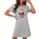 thumbnail image 1 of Camisón corto navideño para mujer, talla grande, cuello redondo, manga corta, estampado en el pecho, vestido de noche para mujer, 1 of 3