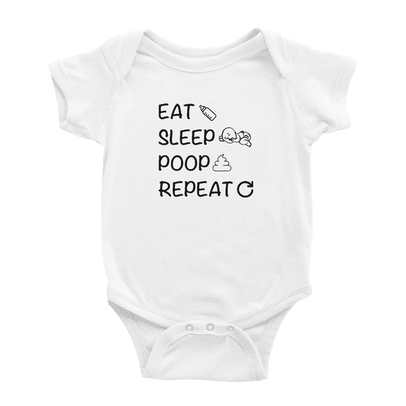 Eat Sleep Poop Repeat Funny Baby Bodysuit Boy Girl Unisex
