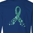 thumbnail image 4 of Inktastic Ovarian Cancer Awareness Teal Ribbon Made of Hearts Long Sleeve Youth T-Shirt, 4 of 5