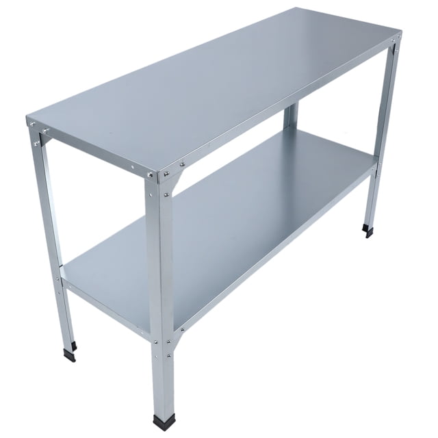 Potting Bench, Galvanized Iron Easy To Install Outdoor Potting Workbench Multipurpose Rustproof Double Layers Adjustable Shelf for Garden