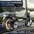 thumbnail image 2 of Misodo Electric Scooter Adults, 500W Motor, 36V 13Ah, Up to 20MPH, 20Miles Electric Scooter with Seat and Basket, 14'' Tires, Dual Brake, Commuter Escooter for Pets & Cargo, UL2272, 2 of 6