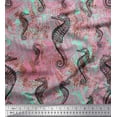 thumbnail image 1 of Soimoi Polyester Crepe Fabric Texture & Sea Horse Ocean Print Sewing Fabric Yard 42 Inch Wide, 1 of 3