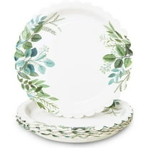 White Scalloped Paper Plates Wedding, Bridal Shower Supplies (11.5 In, 48 Pack)