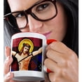 thumbnail image 2 of 3drose, Argentina, Buenos Aires. Stained Glass Window of Jesus Crucifixion., 15oz Two-tone Red Mug, 2 of 6