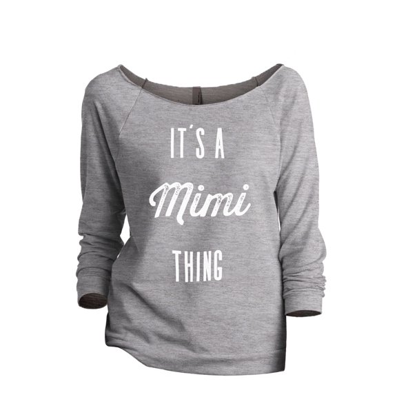 It's A Mimi Thing Women's Fashion Slouchy 3/4 Sleeves Raglan Lightweight Sweatshirt Sport Grey Medium